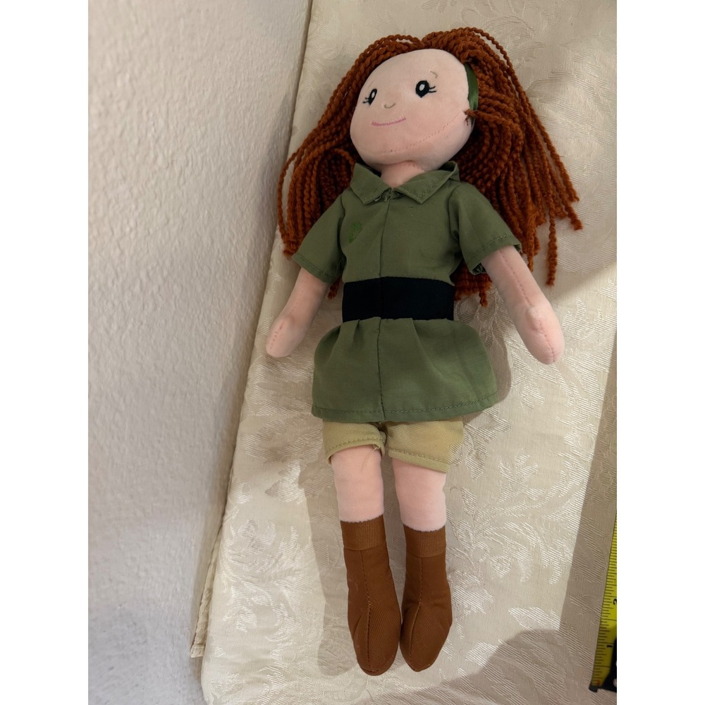 The Petting Zoo Plush Rag Doll Red Yarn Hair Park Ranger Explorer Green 15in - Picture 7 of 10